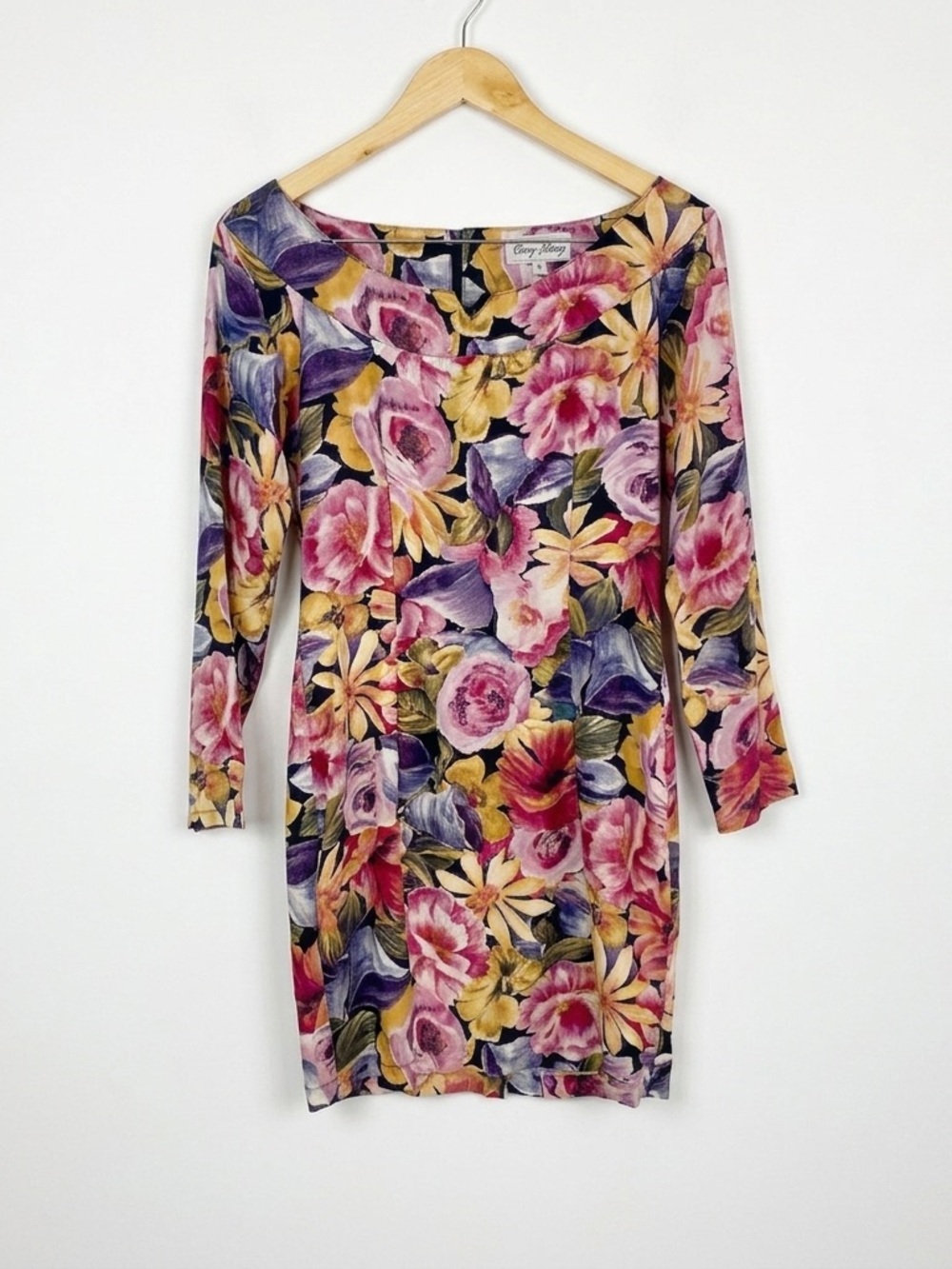 Vintage‎ 90s Paris Blues Floral Rayon Mini Dress Made in USA Size 7 Cottagecore